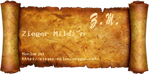 Zieger Milán névjegykártya